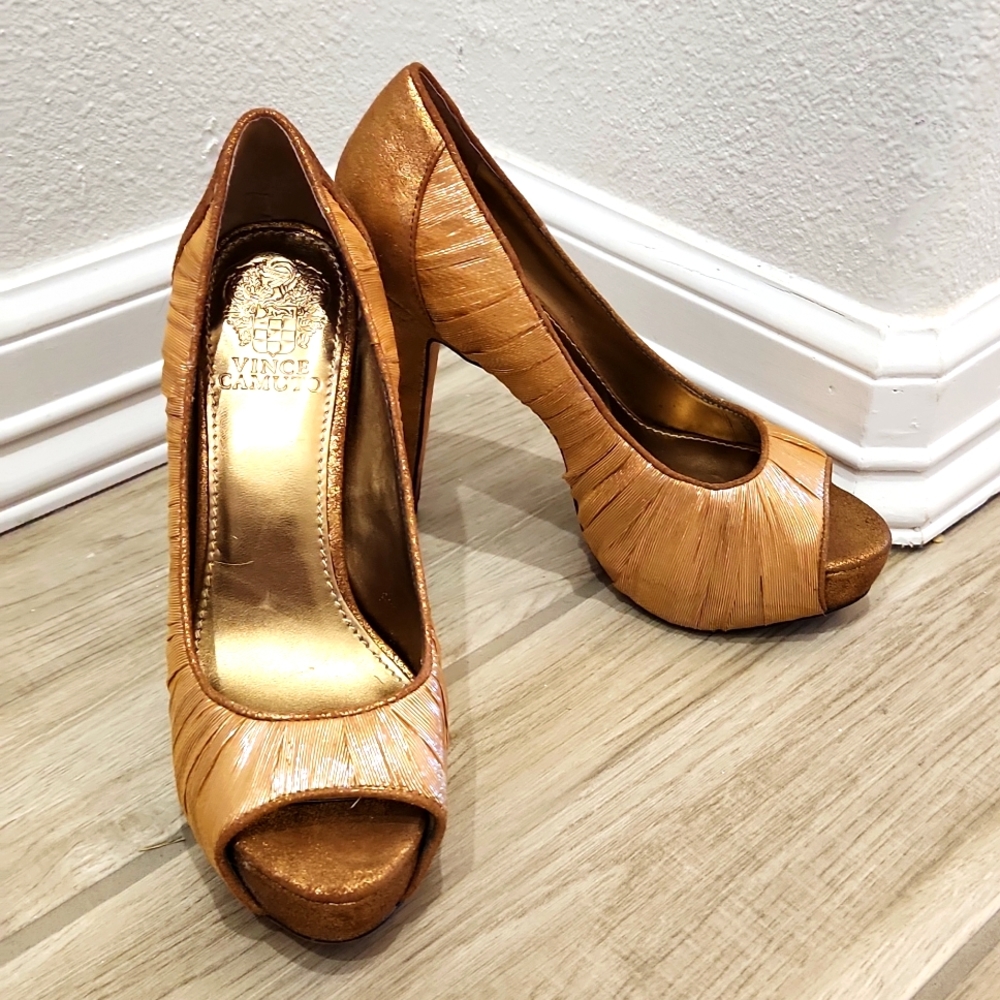 Vince Camuto Gold platform heels